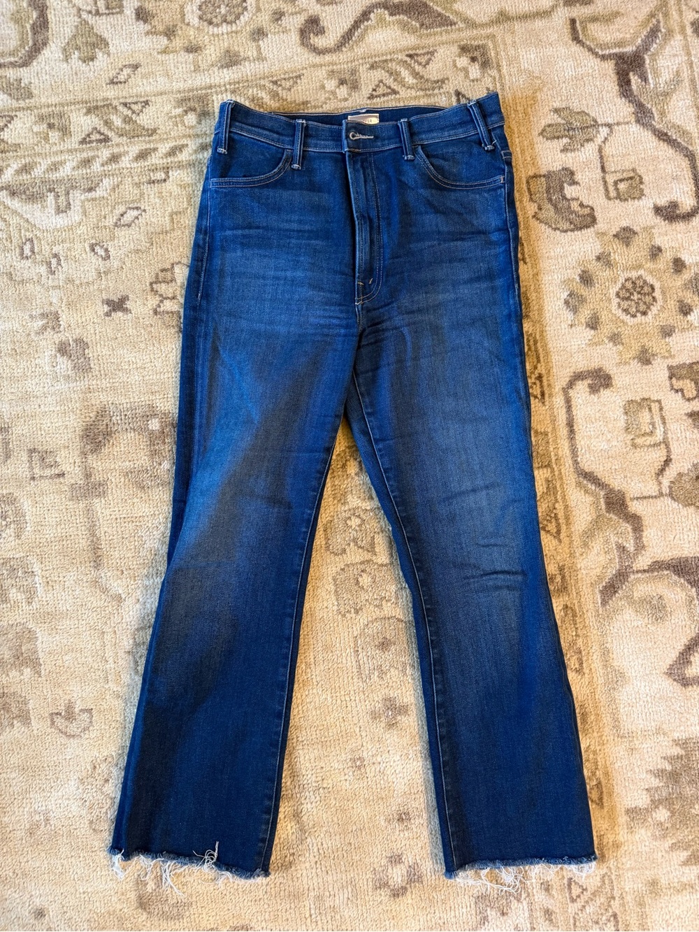 MOTHER Dark Blue Cropped Ankle Jeans